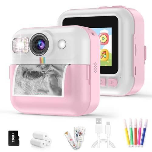 BOFIDAR Instant Print Camera for Kids, Christmas Birthday Gifts for Girls Age 3-10, Toddler Toy for 3 4 5 6 7 8 9 10 Year Old Girls with 3 Roller Photo Paper (Pink) - Image 1