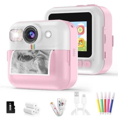 BOFIDAR Instant Print Camera for Kids, Christmas Birthday Gifts for Girls Age 3-10, Toddler Toy for 3 4 5 6 7 8 9 10 Year Old Girls with 3 Roller Photo Paper (Pink) - Image 1