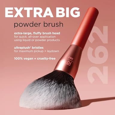 Real Techniques Extra Big Powder Brush, Large Makeup Brush For Powder, Fluffy Head For All-Over Setting, XL Oversized Brush For Quick Application, Cruelty-Free, Synthetic Bristles, 1 Count - Image 4