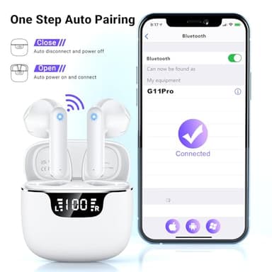 Wireless Earbuds, Bluetooth 5.4 Headphones with 42H Ultralight Ear Buds,Bluetooth Earbuds with 4 ENC Noise Cancelling Mics, HiFi Deep Bass Dual LED Display USB-C, Waterproof Earphones for Android iOS - Image 4