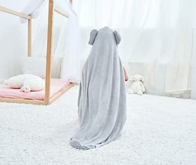 HIPHOP PANDA Hooded Towel - Rayon Made from Bamboo, Bath Towel with Bear Ears for Newborn, Babie, Toddler, Infant - Absorbent Large Baby Towel - Grey Elephant, 30 x 30 Inch - Image 3