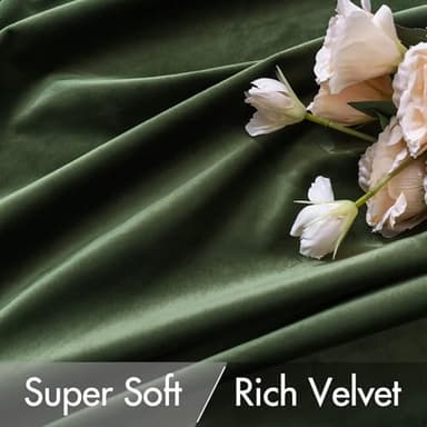MIULEE Velvet Curtains 84 inches 2 Panels - Luxury Blackout Curtains for Bedroom Living Room Thermal Insulated Super Soft Window Drapes Rod Pocket & Back Tab, Olive Green, W52 x L84 inches - Image 4
