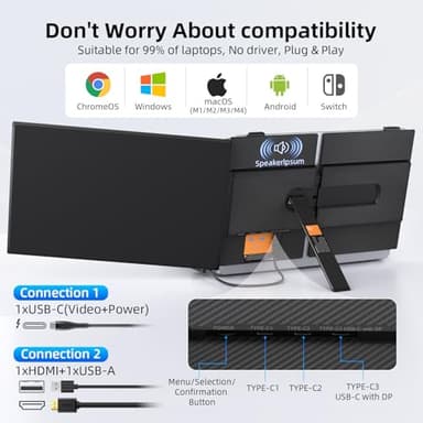 14" Dual Laptop Screen Extender with 1.3lbs - Ultra Thin Portable Monitor for Laptop Plug & Play, FHD 1080P Laptops Extended Monitor for 13"-17" Laptops, USB-C/HDMI Travel Display for Mac/Win - Image 7