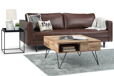 SIMPLIHOME Hunter Lift Top Coffee Table - 32 inch Wide Solid Mango Wood and Metal Industrial Square Cocktail Table in Natural, Living Room Table with Dual Lift Tops, Hidden Storage and Hairpin Legs - Image 12