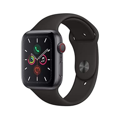 Apple Watch Series 5 (GPS + Cellular, 44MM) - Space Gray Aluminum Case with Black Sport Band (Renewed) - Image 1