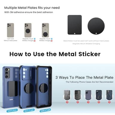 APPS2Car Magnetic Phone Mount for Car, Dashboard & Windshield Suction Cup Holder with Telescopic Arm, Requires Metal Plate (Included), Universal Fit for iPhone & Android Smartphones - Image 7