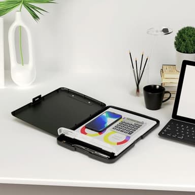 Piasoenc Clipboard with Storage, 8.5 x 11 Organization Box with Pen Holder and A4 Legal Paper Folder, Folio & Side-Opening, Low Profile Clip,for Nurses,Teachers, Size 14 x 9.6 x 1.2 in, Black - Image 7