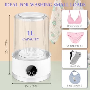 Underwear Washing Machine | Rechargeable Mini Portable Washing Machine with 3000mah | Compact Deep Cleans Underwear, Baby Clothes | Lightweight for Apartment, Dorm, Hotel, RV, Travel & Camping - Image 5