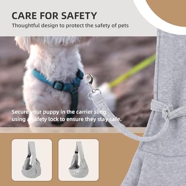 Adjustable Dog Carrier Sling - Hand-Free Dog Carriers for Small Dogs and Cats, Puppy Sling Carrier with Zipper Purse Pocket, Travel Safety Harness, Puppy Essentials (Gray) - Image 5