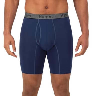Hanes Mens 3-pack Comfort Flex Fit Ultra Soft Stretch Brief, Available In Regular And Long Leg Boxer, Gray/Blue- Long Leg - 3 Pack, Large US - Image 2
