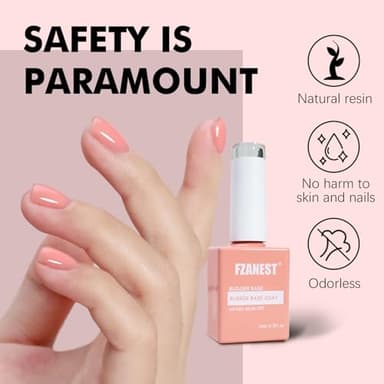 FZANEST Peach Pink Rubber Nail Base Gel 6 in 1 Builder Gel For Nails Thickening Strengthener Extension 15ml - Image 5