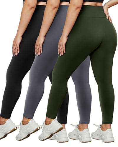 HLTPRO 3 Pack Plus Size Leggings for Women(X-Large - 4X)- High Waist Stretchy Soft Pants for Workout Running Yoga - Image 1