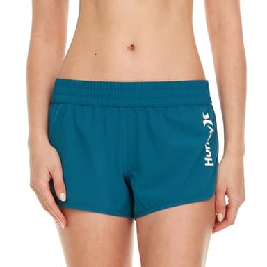 Hurley 3" Swim Board Shorts for Women, Swim Shorts Women, Swimming Bottoms Emerald - Image 2
