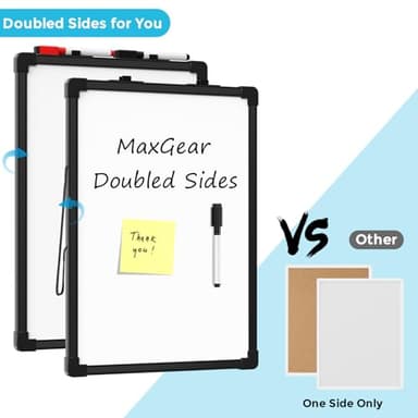 MaxGear Dry Erase Board Double-Sided, 14"x11" Mini Hanging Whiteboard, Small White Board with 2 Dry Erase Markers, Portable for Students - Planning, Drawing, Memo, to Do List, Black Frame - Image 3