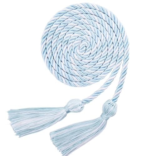 Graduation Cords, Honor Cords Graduation 2025, Cord for Graduation 2025 with Tassels for Grad Students Bachelor Gown Master Doctoral 67" Long Light Blue and White Graduation Cord - Image 1