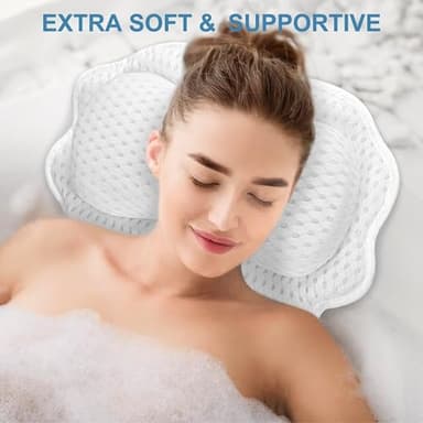 SetSail Bath Pillow, Relaxing Bath Pillows for Tub Neck and Back Support Soft 4D Breathable Air Mesh Ergonomic Bathtub Pillow with 6 Strong Suction Cups and Hook Luxury Bathroom Accessories,White - Image 6