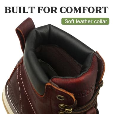 SAFETY LOONG Moc Toe Work Boots for Men Soft Toe Comfortable Full Grain Leather Non Slip Wedge Outsole Construction 6" Workboots 9 - Image 3