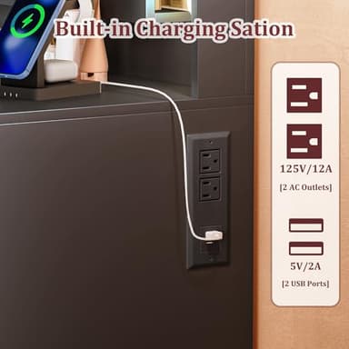 ALEXNUTRE Vanity Desk with Large Mirror and Lights, 45.3in Makeup Vanity with Power Outlet 9 Drawers & Storage, 3 Lighting Color Adjustable, Black - Image 5