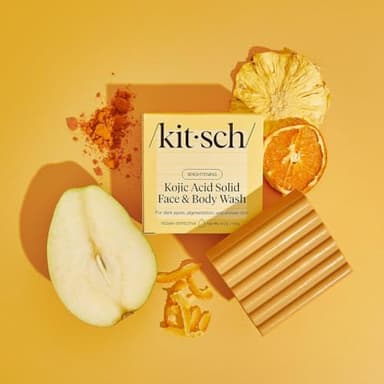 Kitsch Kojic Acid Soap – Turmeric Soap Bar with Hyaluronic Acid & Shea Butter – Brightening & Hydrating Body Wash & Face Wash for Dark Spots, Even Skin Tone & Natural Glow - Made in USA - 4 oz - Image 5