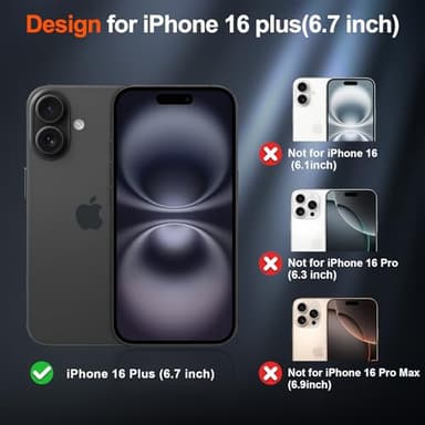 SUPFINE Magnetic for iPhone 16 Plus Case (Compatible with MagSafe) (Military Grade Drop Protection) Translucent Matte Shockproof with Anti-Fingerprint Phone Cover,Black - Image 2