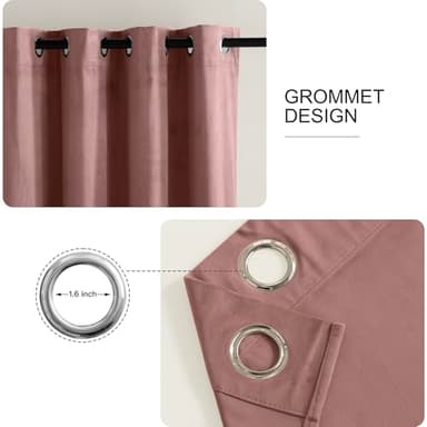 RYB HOME Mauve Velvet Curtains 2 Panels Set, Privacy Room Darkening Curtains & Drapes Thermal Insulated Window Treatmernt Luxury Holiday Decoration for Living Room Party Backdrops, W52 x L96 inches - Image 3