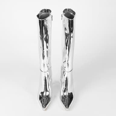 The Drop Women's Gemini Tall Heeled Boot, Silver Mirror, 9 - Image 6