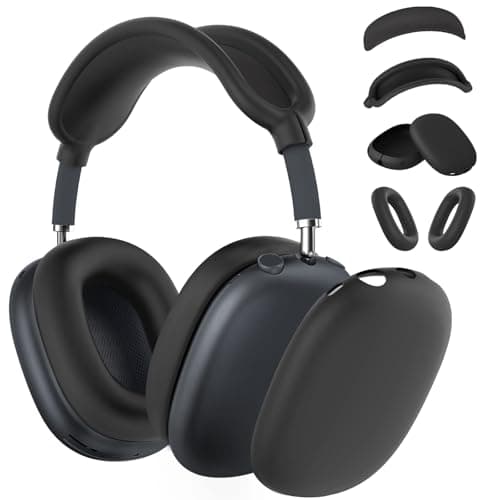Silicone Case Cover for AirPods Max Headphones, Ear Pad Case Cover/Ear Cups Cover/Headband Cover for AirPod Max (USB-C/Lightning)(2024/2020),Accessories Silicone Protector for Apple AirPods Max, Black - Image 1