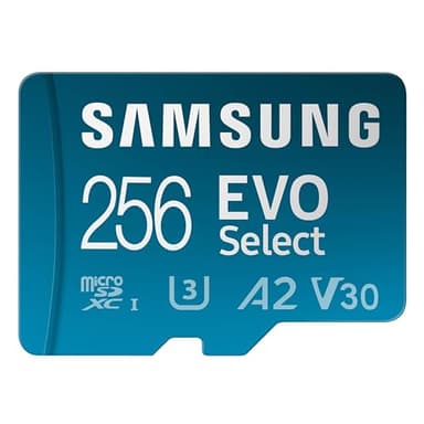 Samsung EVO Select microSDMemory Card + Adapter, 256GB microSDXC, Up-to 160 MB/s, 4K UHD, UHS-I, C10, U3, V30, A2, for Mobile Phone, Smartphones, Nintendo-Switch, and Tablets (MB-ME256SA/AM) - Image 1