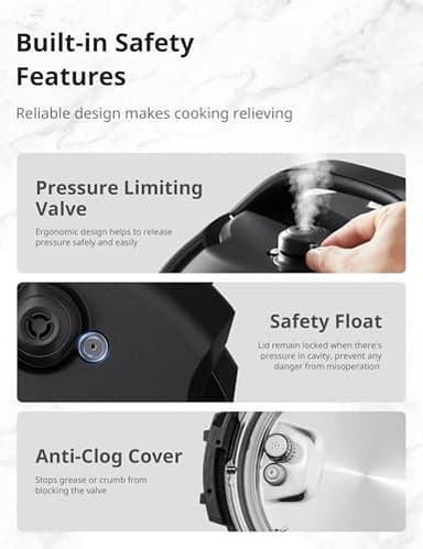 COMFEE’ 9-in-1 Electric Pressure Cooker, 14 Presets Instant Multi Slow Cooker Olla de Presion Non-Stick Pot Rice , Yogurt Maker, Sauté Steamer, Black , 6 Quarts - Image 6