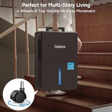Gasbye 4500 Sq.Ft. Most Efficient Energy Star 2024 Dehumidifier for Basement with Drain Hose, Max 115 Pints/D Dehumidifier for Large Room, [45dB Quiet Compressor], Easy Drainage, Auto-restart, Black - Image 7