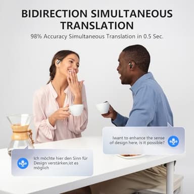 AI Translation Earbuds Real Time, 144 Language Translator Earbuds with APP Compatible with iOS & Android, Bluetooth Headphones Translating Device for Travel Business and Learning - Black - Image 4