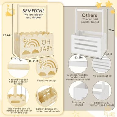 BPMFDTNL Wooden Baby Shower Crate Closet, Wooden Baby Shower Crate Closet, Boys and Girls for Baby shower wooden basket Gifts, Welcome Baby Gifts, Suitable for Pregnancy Glfts for New Parent - Image 3