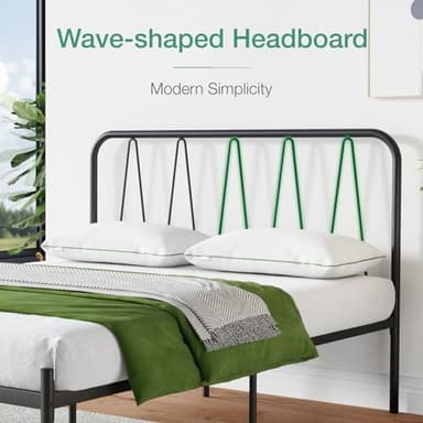 Novilla Queen Bed Frame, 14 Inch Metal Platform Bed Frame with Modern Headboard, Heavy Duty Metal Slats Support, No Box Spring Needed, Easy Assembly, Black - Image 7