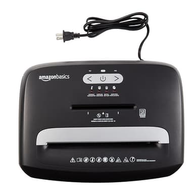 Amazon Basics 12 Sheet (new model) Micro Cut Paper and Credit Card CD Shredder With 6 Gallon Bin, Black - Image 3