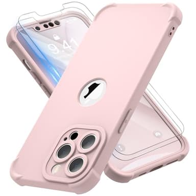 ORETECH for iPhone 13 Pro Max Case, with [2 x Screen Protectors] [15 Ft Military Grade Drop Test] [Camera Protection] 360° Shockproof Slim Thin Phone Case iPhone 13 Pro Max Cover 6.7" Baby Pink - Image 1