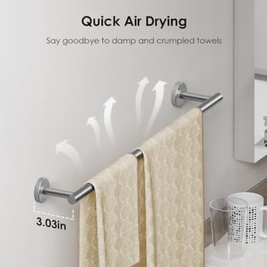 FORIOUS Towel Bar Wall Mounted, Stainless Steel Towel Racks for Bathroom, Includes Wall Mounting Hardware (Brushed Nickel, 20 Inch) - Image 4