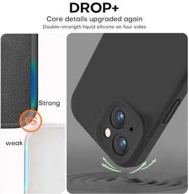 Vooii Compatible with iPhone 13 Case, Liquid Silicone Upgrade [Camera Protection] [Soft Anti-Scratch Microfiber Lining] Shockproof Phone Case for iPhone 13 6.1 inch - Black - Image 4