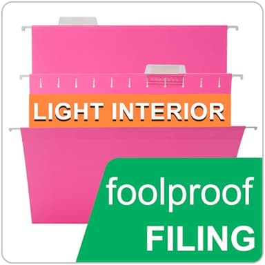 Pink Hanging File Folders,25 Packs Letter Size File Folder,Designed for Bulky Files,Filing Cabinet,1/5 Adjustable Tabs for Office,School,Home - Image 5