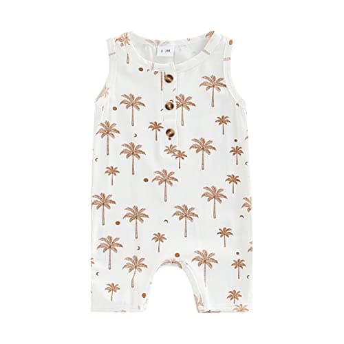 CIYCUIT Baby Boy Sleeveless Romper Newborn 0 3 6 9 12 Months Summer Clothes White 3-6 Months - Image 1