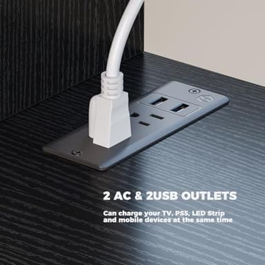 Rolanstar TV Stand with Power Outlets and LED Light, 4 Fabric Drawers Entertainment Center for 32/45/55 inch TVs, Media Console with Storage for Living Room or Bedroom, Black - Image 6