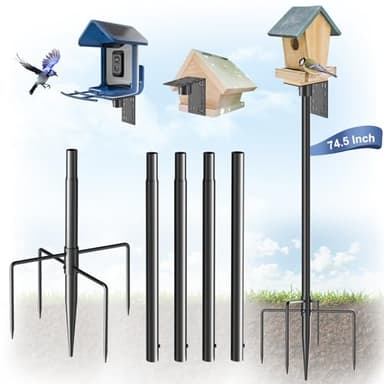 Onlyfly Bird Feeder Pole Stand – 74.5 Inch Height Feeding Station with 1-Inch Dia Heavy Duty for Hanging Feeders, Bird House Pole Mount Kit for Outdoor, Slip-Fit Connection - Image 1