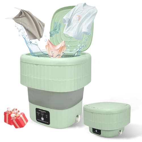 Mini Portable Washing Machine, 9L, 3 Modes, Blue Light Disinfection, Ideal for Underwear, Socks, Baby Clothes. Foldable for Space-Saving, Perfect for Apartments, Hotels, Camping & Travel (Green) - Image 1