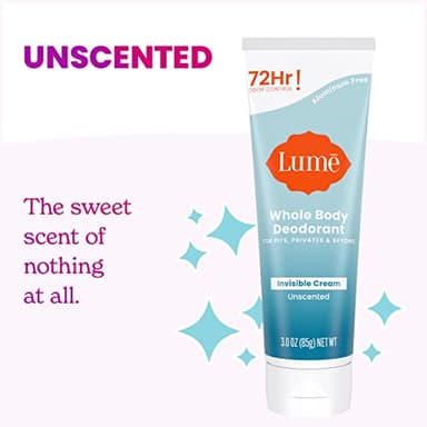 Lume Whole Body Deodorant - Invisible Cream Tube - 72 Hour Odor Control - Aluminum Free, Baking Soda Free, Skin Safe - 3.0 ounce (Unscented) - Image 3