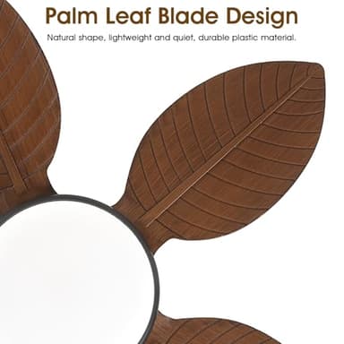 Wiviniya Ceiling Fans with Lights and Remote/APP Control, 48 Inch Tropical Ceiling Fan for Bedroom Living Room, Outdoor Palm Leaf Ceiling Fan for Patios Porch, Dimmable, 6 Speeds, Reversible, Brown - Image 5
