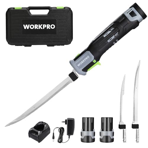 WORKPRO 12V Cordless Electric Fillet Knife with 8'' and 10'' Razor-Sharp Blades, Cordless Fillet Knife with Non-slip Grip Handle and Safety Lock, 2 Rechargeable Battery Packs, 1 Quick Battery Charger, and 1 Storage Carry Case for Fishing, Filleting, Outdoors - Image 1