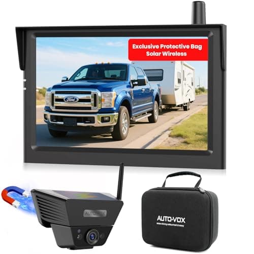 AUTO VOX Wireless Backup Camera Solar Magnetic: Portable Storage Bag Include,1-Min Easy Installation,5" 1080P Monitor, 380FT Signal Stable Coverage Back Up Camera for Truck, SUV, RV,Trailer, Van