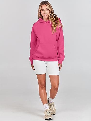 ANRABESS Women Hoodies Oversized Fleece Long Sleeve Comfy Casual Basic Pullover Sweatshirts 2025 Fall Outfits Sweater Hot Pink Medium - Image 6