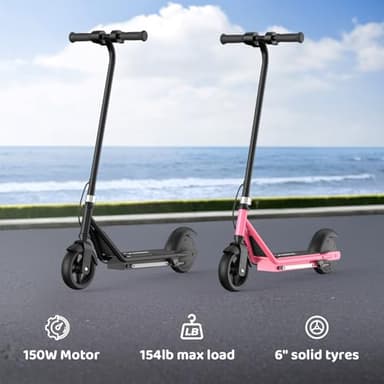 Kids Electric Scooter, 150W Motor, 3/6/10MPH Electric Scooter for Kids Ages 6-12, Double Brake, Magnetic Charging, Pedal Light for Boys/Girls (Black) - Image 2
