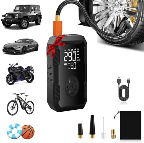 Tire Inflator Portable Air Compressor - Air Pump for Car Tires Cordless Rechargeable, 150PSI Electric Bike Tire Pump with Pressure Gauge for Bicycle Motorcycle Ball, Gifts for Car Owner, Auto Shutoff - Image 1