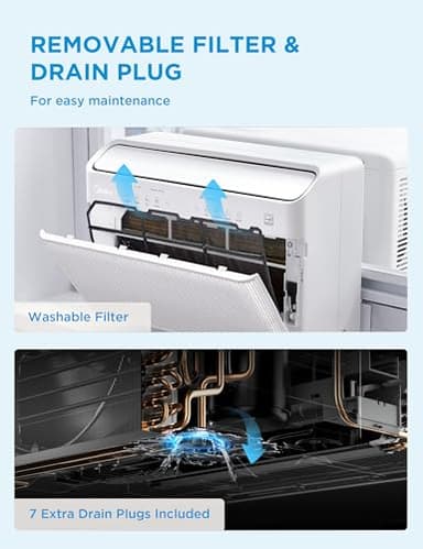 Midea 8,000 BTU U Shaped Smart Inverter Window Air Conditioner - Cools 350 Sq Ft, Ultra Quiet with Open Window Flexibility - Alexa/Google Assistant Compatible - 37% Energy Savings, Remote (Updated) - Image 9